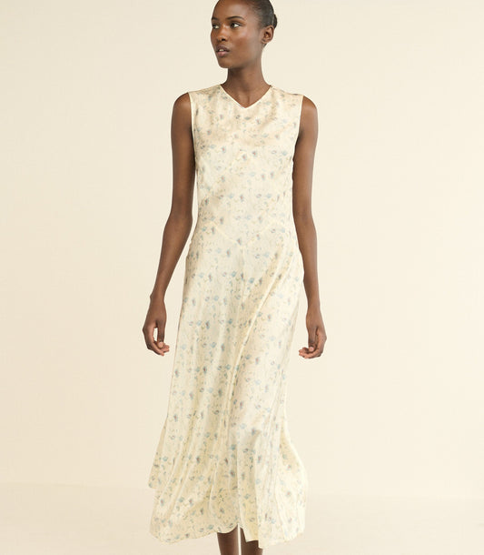 Adelana Dress – Camellia Bloom | Silk Satin Bias-Cut Dress