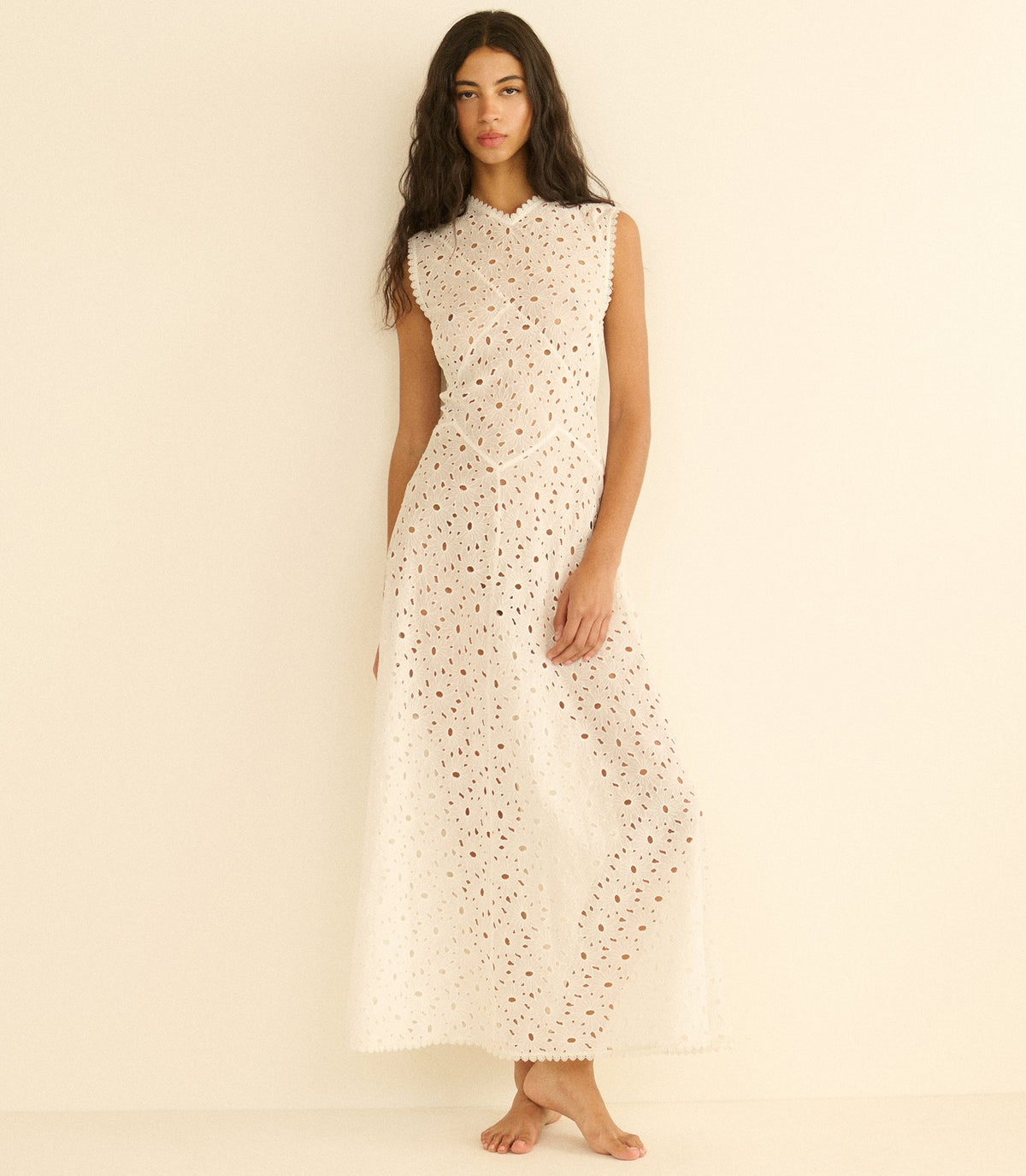 Adelana Floral Cutwork Dress in Organic Cotton – Salt