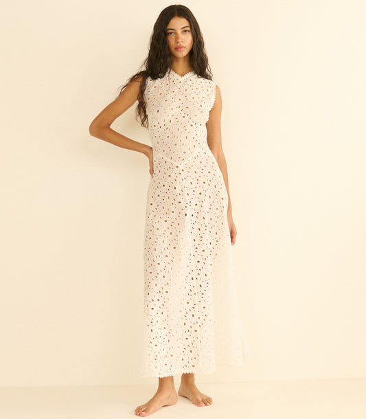 Adelana Floral Cutwork Dress in Organic Cotton – Salt