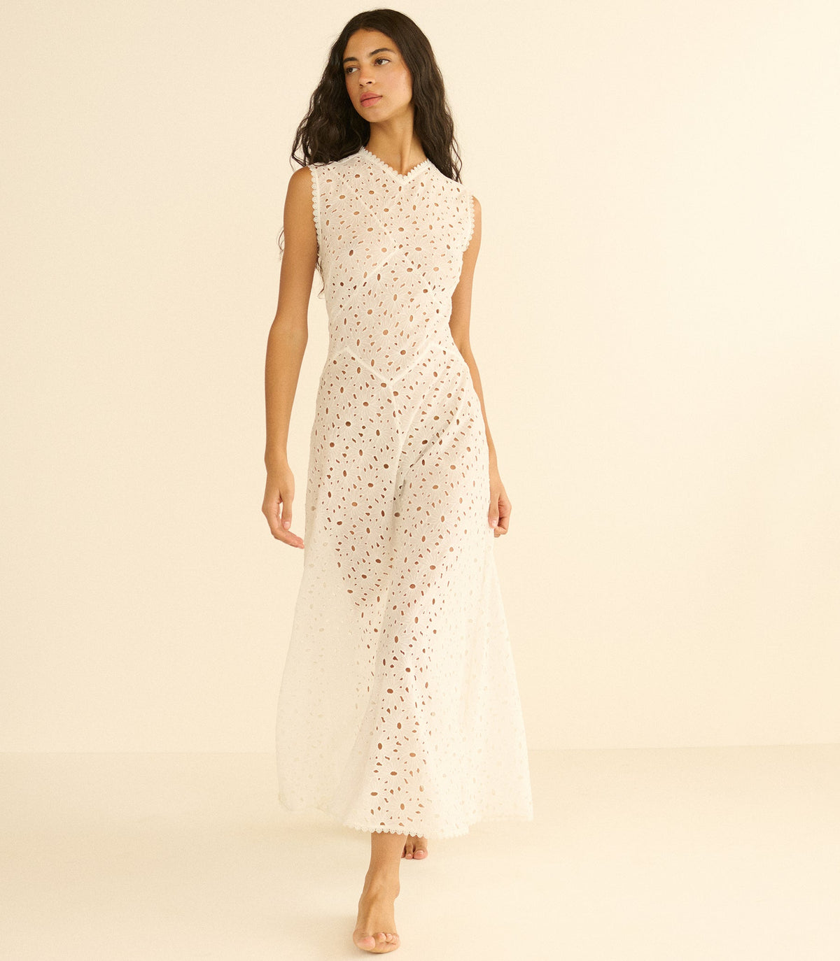 Adelana Floral Cutwork Dress in Organic Cotton – Salt