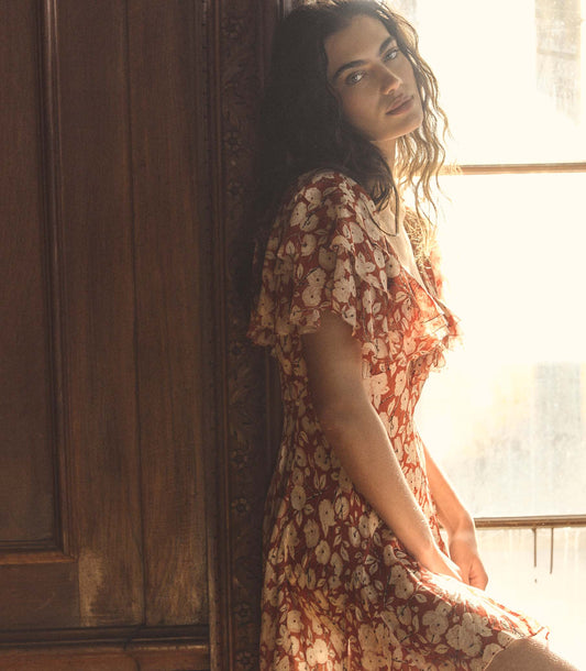 Alcida Silk Chiffon Floral Mini Dress – Rouge Ambridge Rose