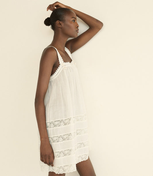 Aloise Lace-Trim Ramie Mini Dress – Salt