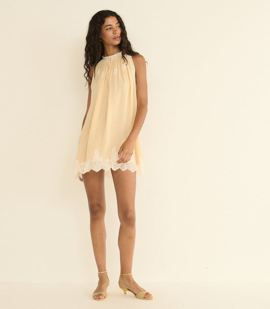 Avalon Silk Georgette Halter Dress – Shell