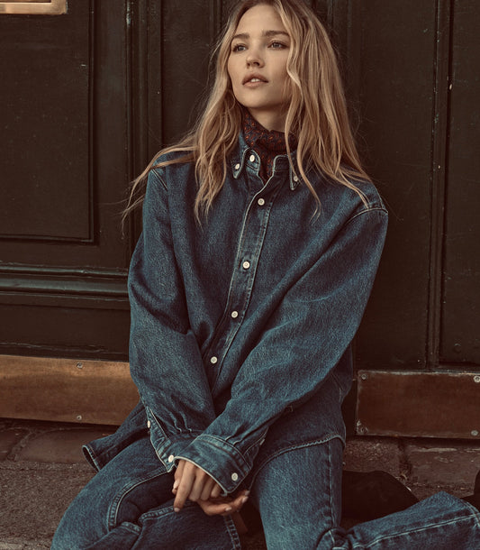 Bacall Regenerative Cotton Denim Shirt – Mid Wash