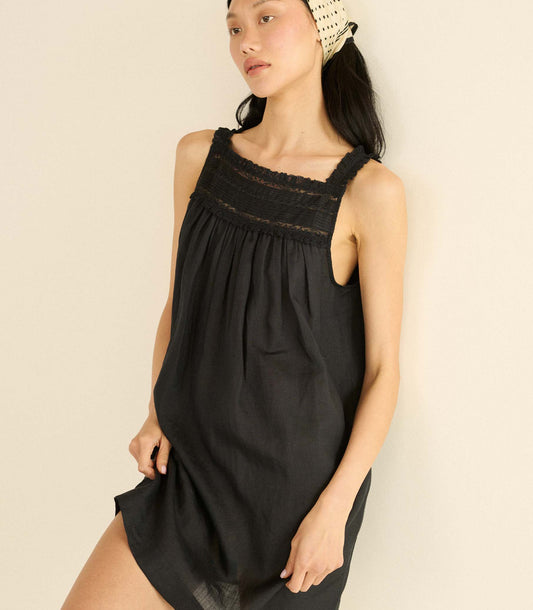 Bea Mini Dress in Black | Ramie Popover