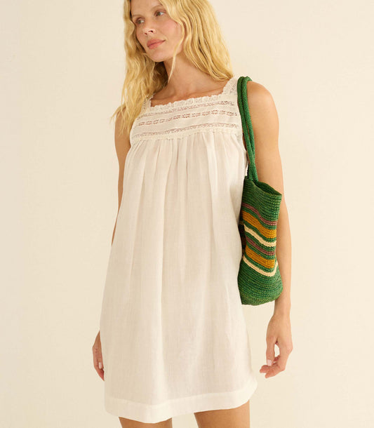 Bea Mini Dress in Salt | Ramie Popover