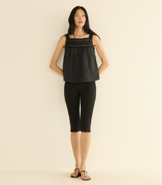 Benita Popover Top in Black | Ramie & Lace