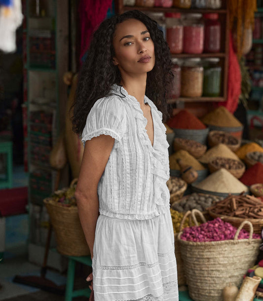 Bernadette Organic Cotton Voile Top – Salt