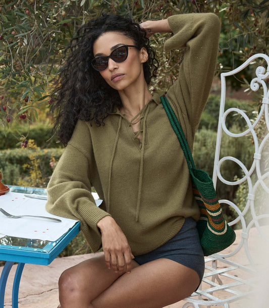 Burke 100% Cashmere Sweater – Mossy Olive Brown