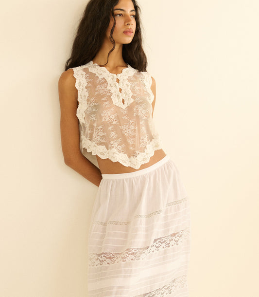 Viola Floral Lace Cropped Top – Salt
