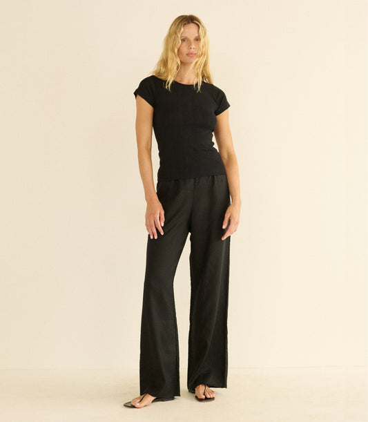 Vivi Tee – Black Quelle Jolie Pointelle | Organic Cotton