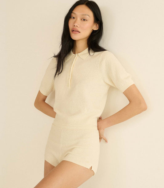 Wes Short – Ivory | Merino Bouclé Knit Pull-On Short