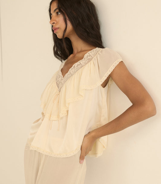 Yadira Silk Satin Cropped Top – Candlelight