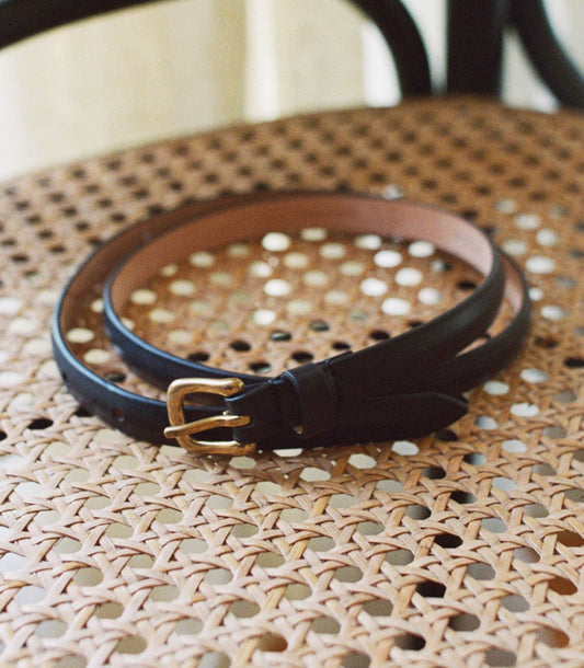 Zaza Italian Nappa Leather Skinny Belt – Black